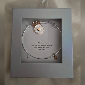 NEW Stainless Steel, Cubic Zirconia and Rose Gold Heart Charm Bracelet